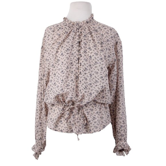 Joie Top Sz S Lt Pink Lavender Multi Color Floral Collared Cotton Viscose Top - Picture 1 of 13